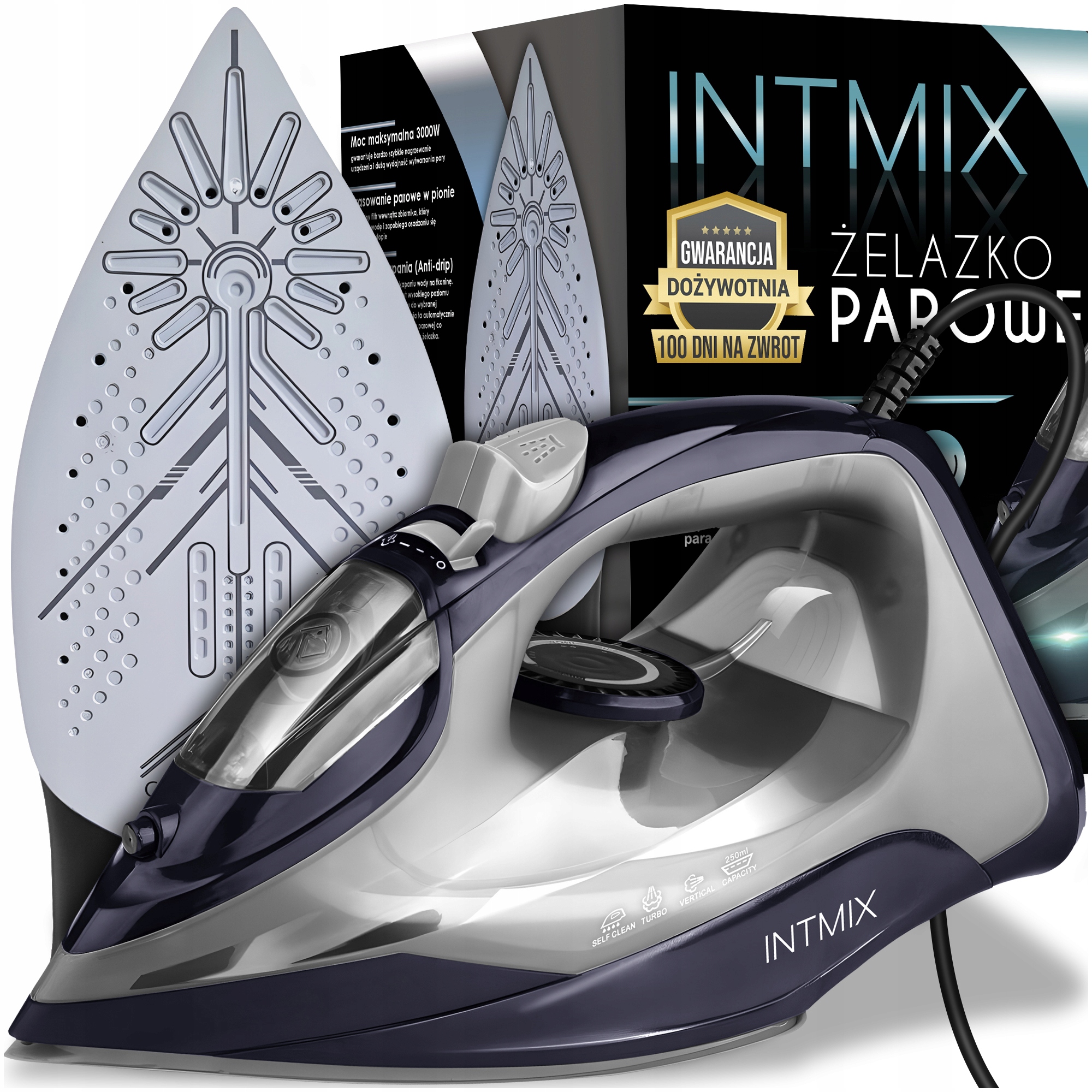 Žehlička Intmix Exclusive Edition KERAMICKÁ PARNÁ ŽEHLIČKA 9v1 2600 W + Nádoba na vodu do žehličky